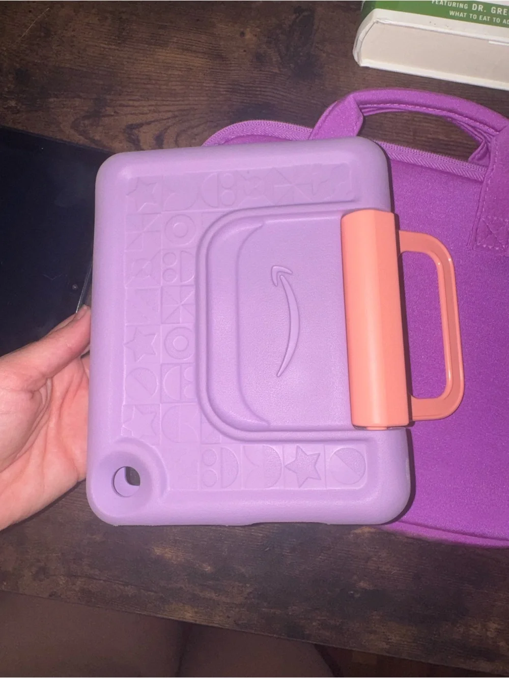 Purple Kids Tablet & Case tabletwith Pink Handle - Protective Sleeve for Tablets
